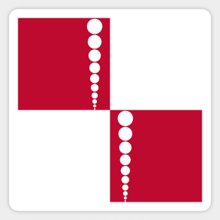 60's Retro Mod Squares and Dots in Red and White Magnet